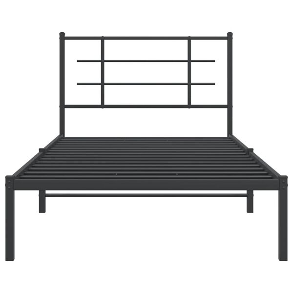 vidaXL Metal Bed Frame without Mattress with Headboard Black 100x200cm