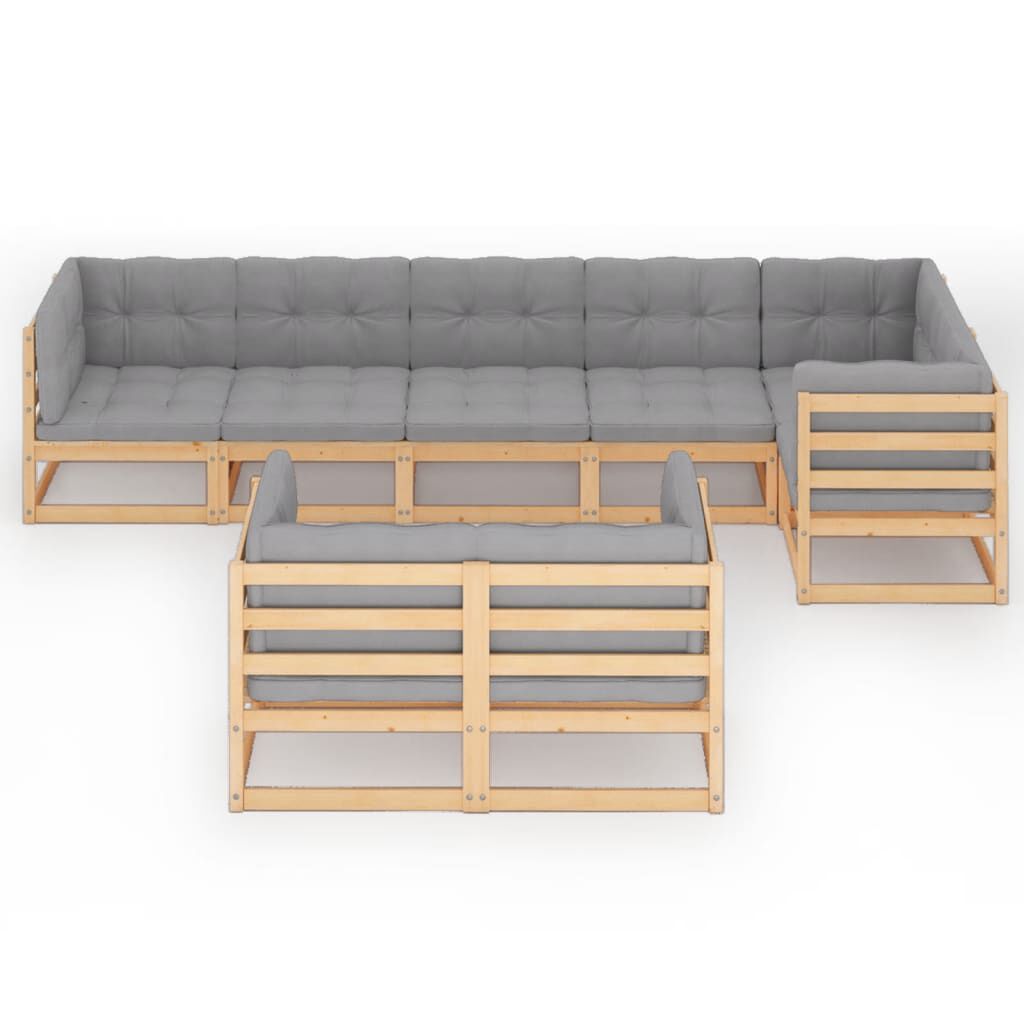 vidaXL 8 Piece Garden Lounge Set with Cushions Solid Pinewood