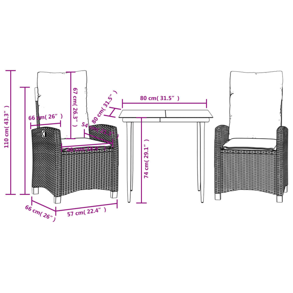 vidaXL 7 Piece Garden Dining Set with Cushions Grey Poly Rattan