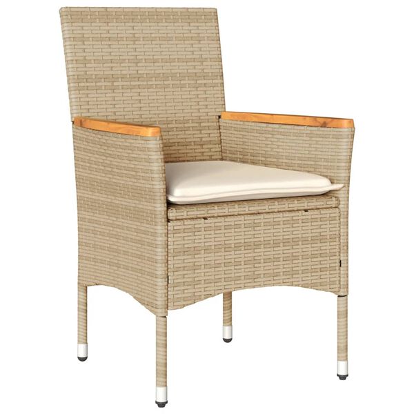 vidaXL Garden Chairs with Cushions 2 pcs Beige Poly Rattan