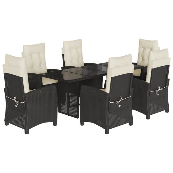 vidaXL 9 Piece Garden Dining Set with Cushions Black Poly Rattan