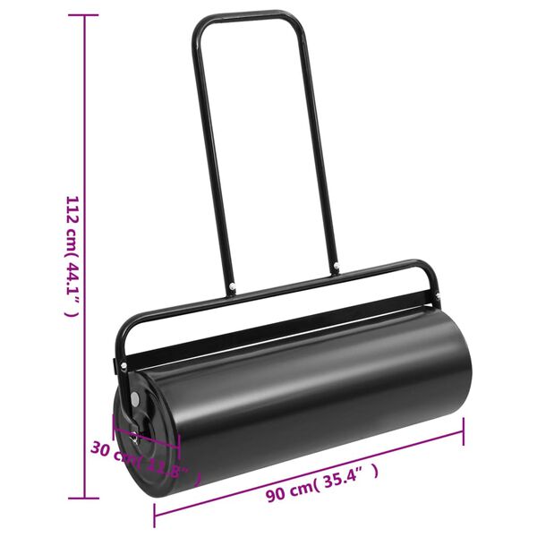 vidaXL Garden Lawn Roller with Handle Black 63 L Iron and Steel