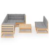 vidaXL 8 Piece Garden Lounge Set with Cushions Solid Pinewood