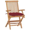 vidaXL Garden Chairs with Wine Red Cushions 2 pcs Solid Teak Wood (41999+314887)