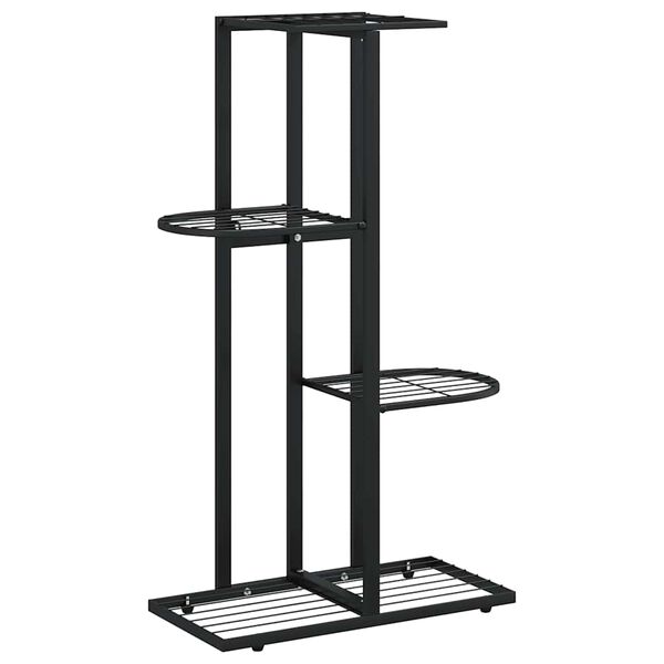 vidaXL 4-Floor Flower Stand 43x22x76 cm Black Metal