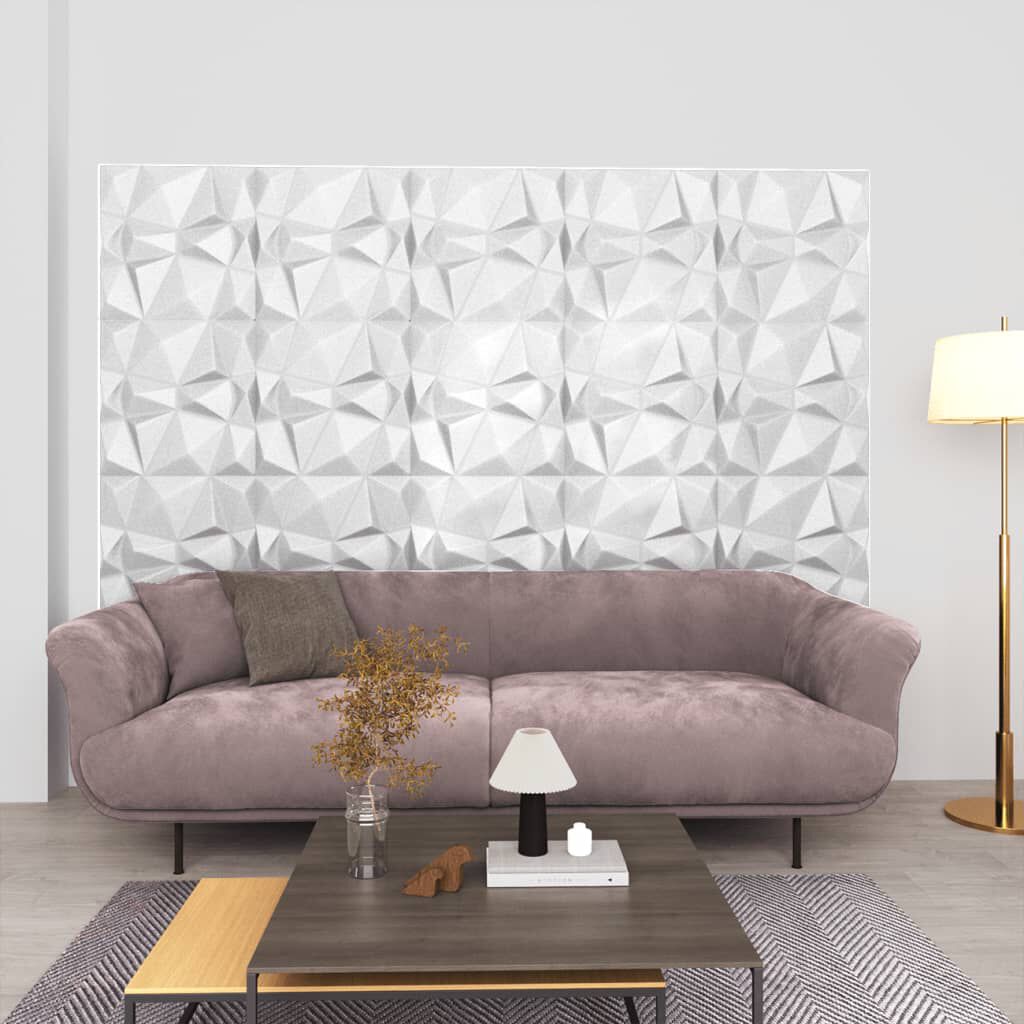 vidaXL 3D Wall Panels 12 pcs 50x50 cm Diamond White 3 m²