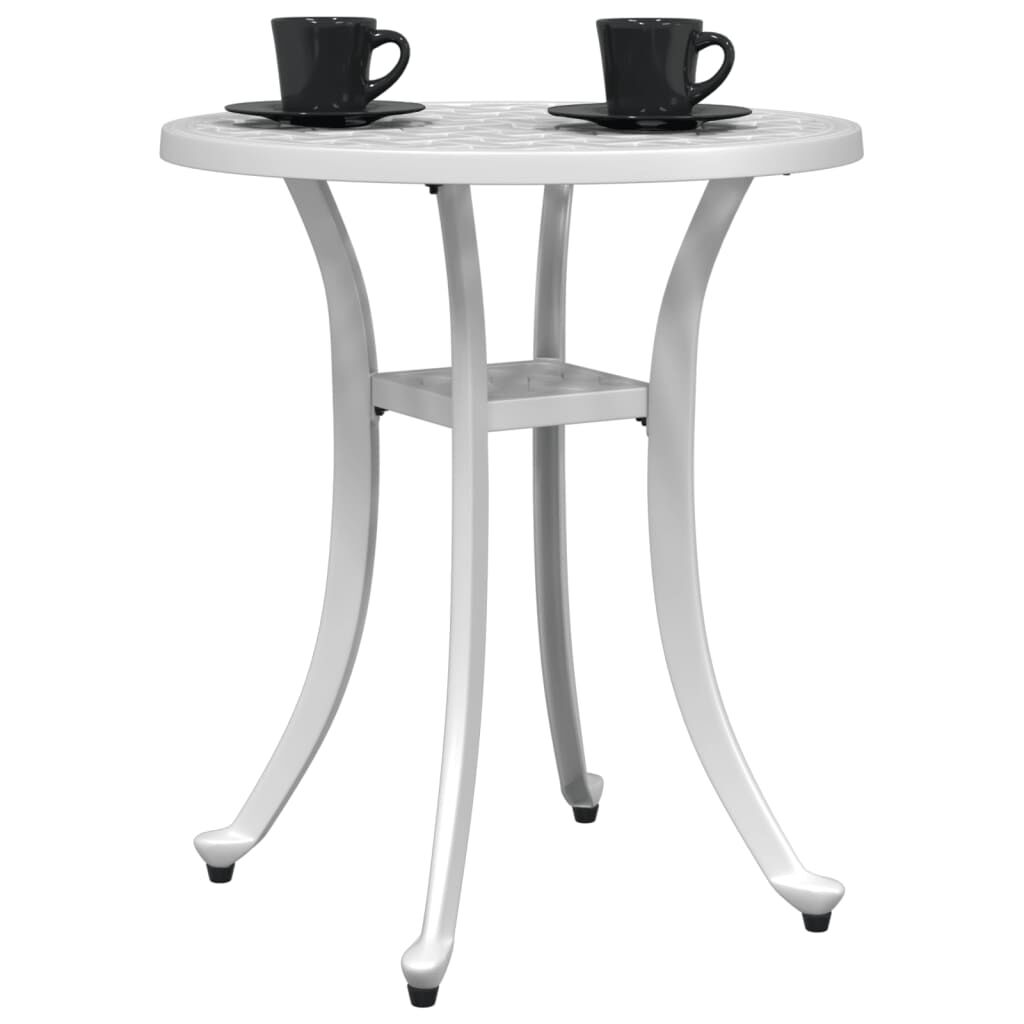 vidaXL Garden Table White Ø48x53 cm Cast Aluminium