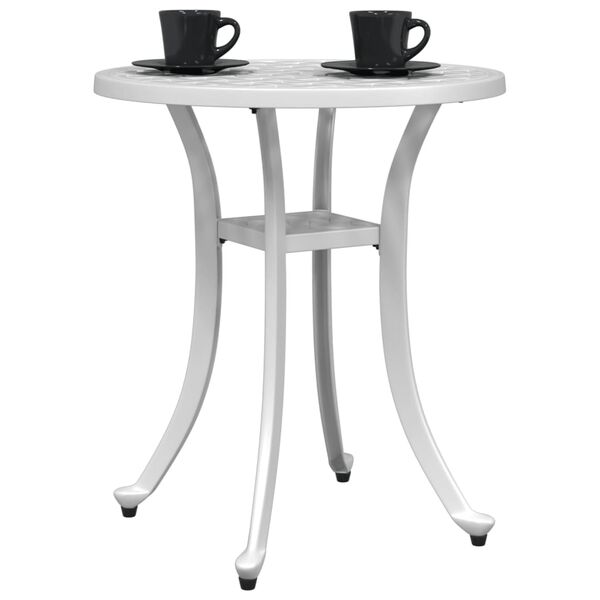 vidaXL Garden Table White Ø48x53 cm Cast Aluminium