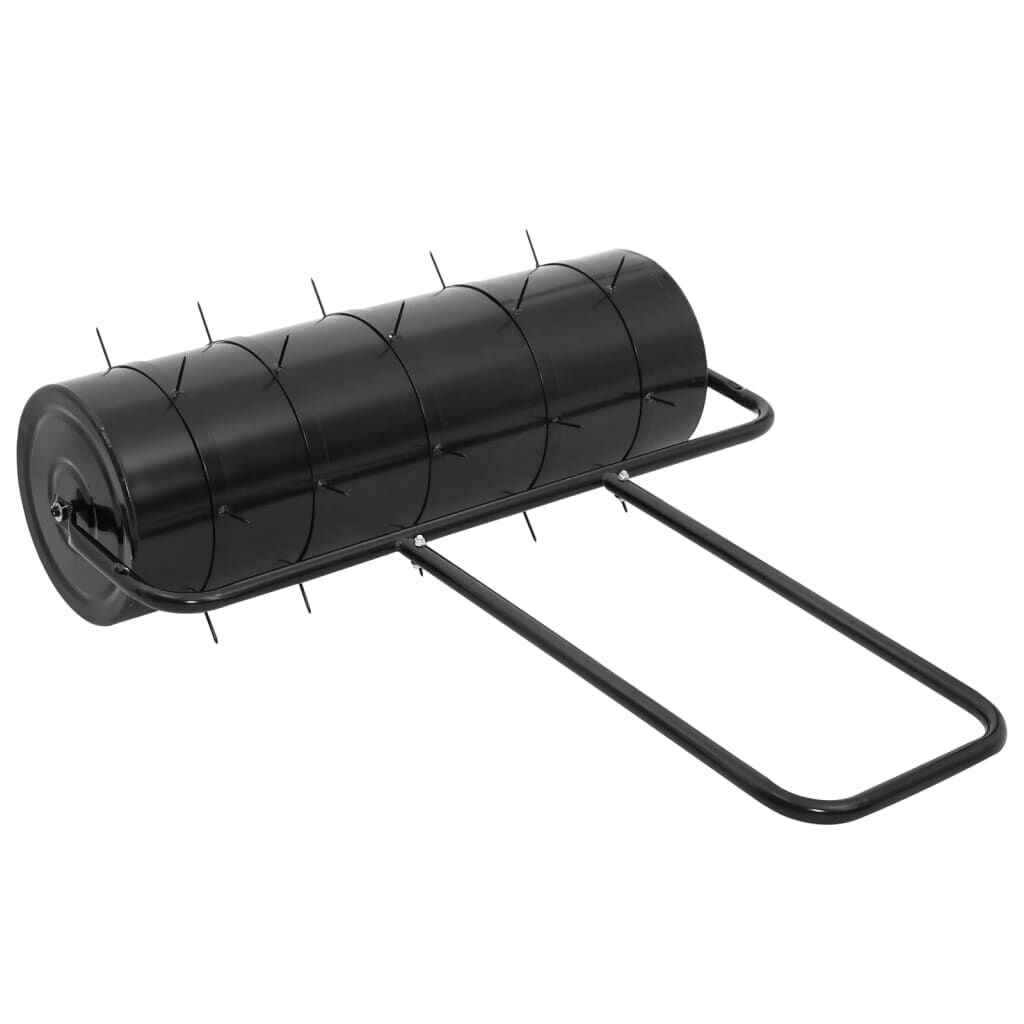 vidaXL Garden Lawn Roller with Aerator Clamps Black 63 L Iron and Steel