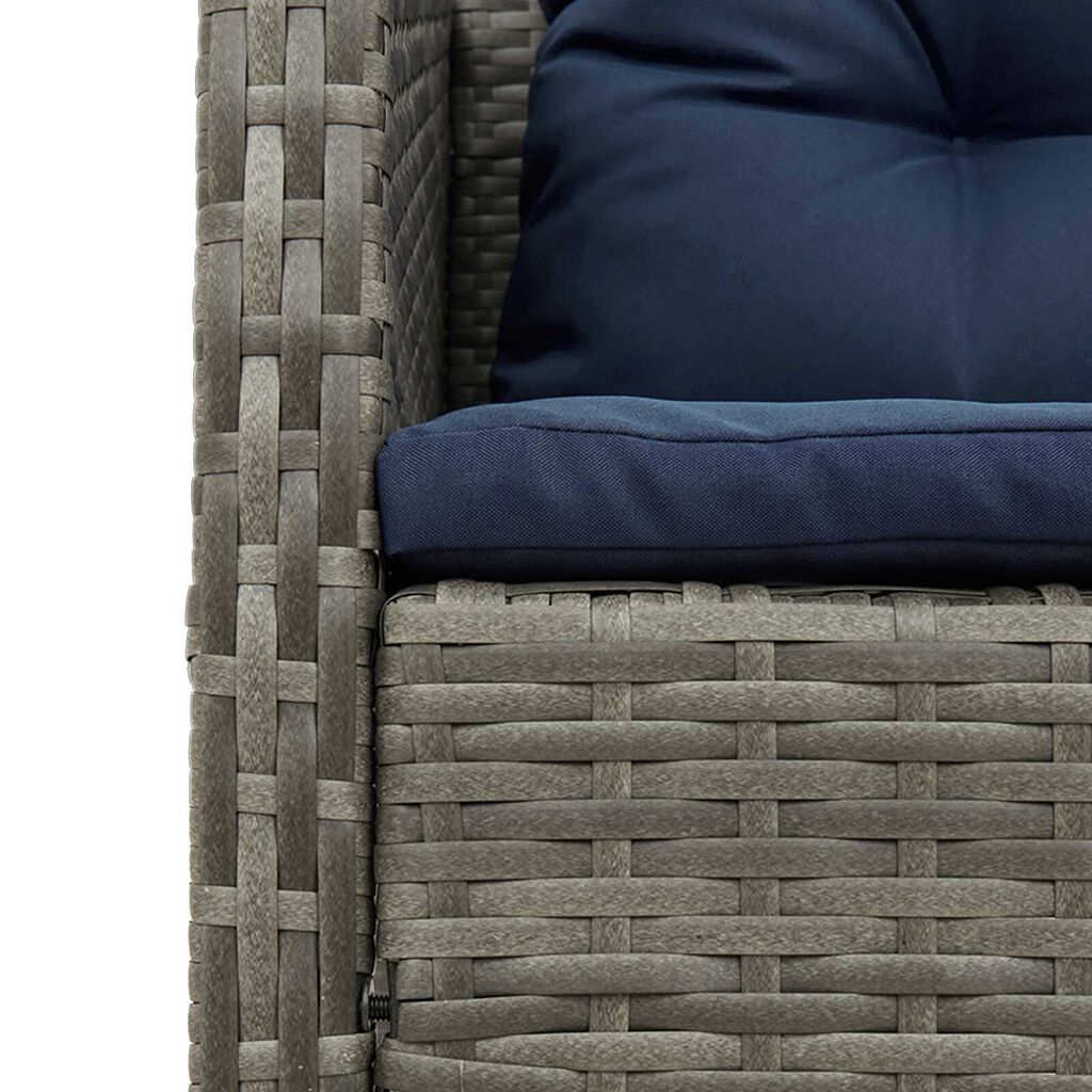 vidaXL Outdoor Sofa Set Grey and navy blue Rattan with metal frame