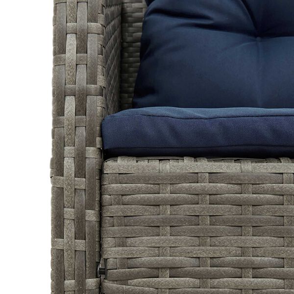 vidaXL Outdoor Sofa Set Grey and navy blue Rattan with metal frame