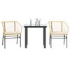 vidaXL 3 Piece Garden Dining Set with Cushions Brown Poly Rattan Glass