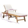 vidaXL Sun Lounger with Cushion Solid Teak Wood Cream