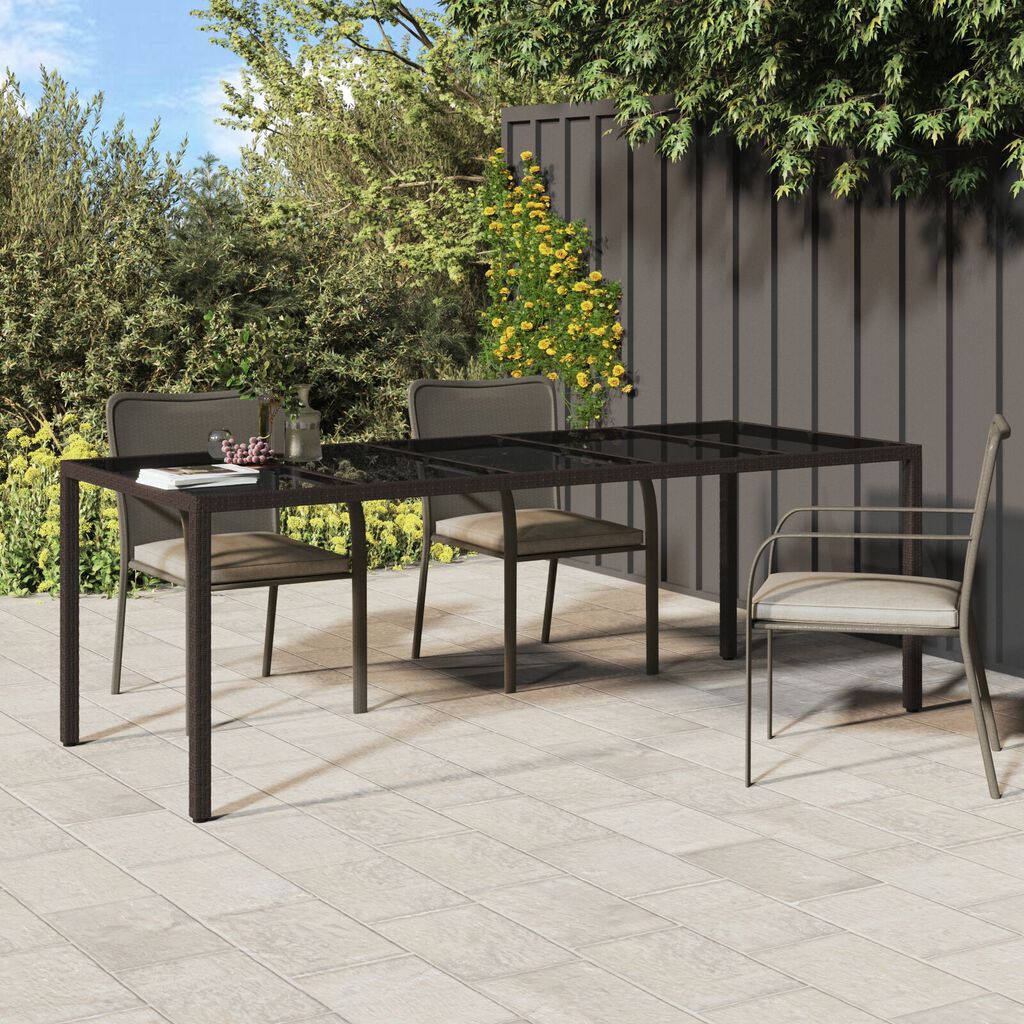 vidaXL Garden Dining Table Brown 250x100x75 cm Poly Rattan