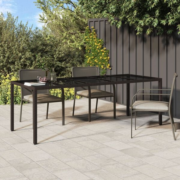 vidaXL Garden Dining Table Brown 250x100x75 cm Poly Rattan