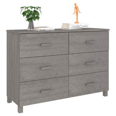 vidaXL Sideboard HAMAR Light Grey 113x40x80 cm Solid Wood Pine