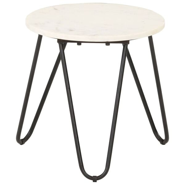 vidaXL Coffee Table White 40x40x40 cm Real Stone with Marble Texture