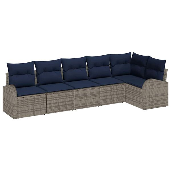vidaXL Garden Sofa Set Grey Poly Rattan