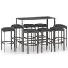 vidaXL 9 Piece Garden Bar Set with Cushions Poly Rattan Grey