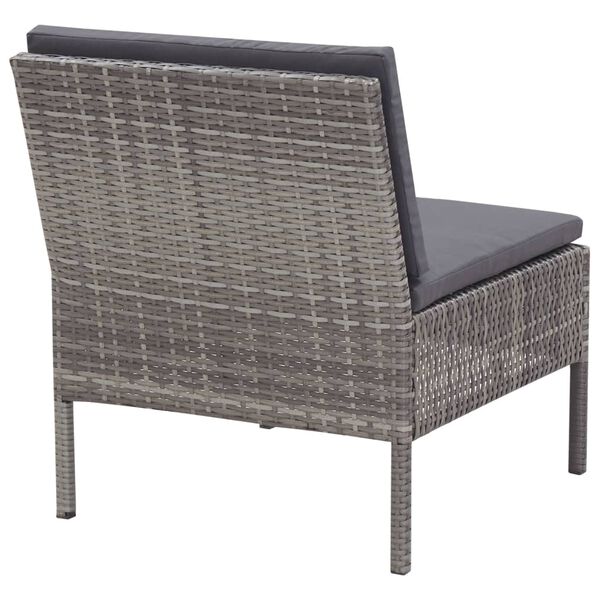 vidaXL 6 Piece Garden Lounge Set with Cushions Poly Rattan Grey