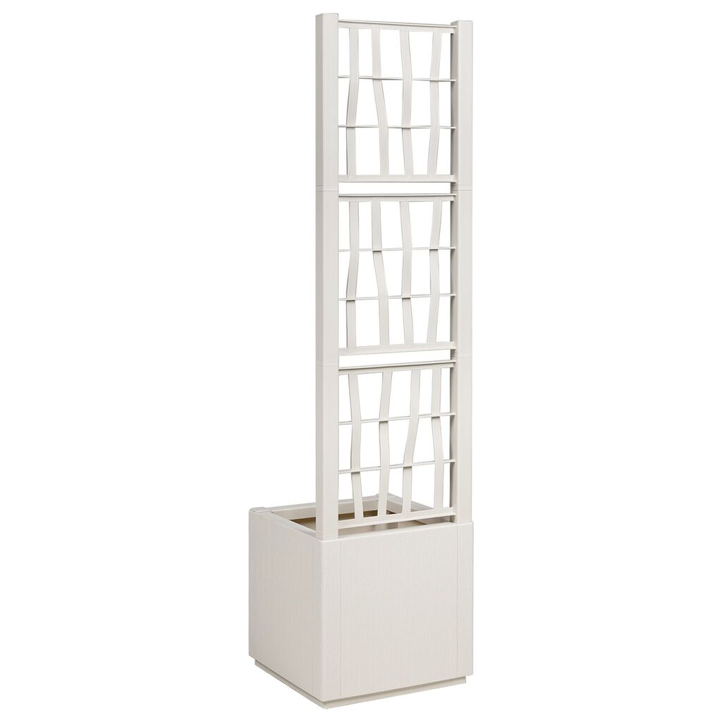 vidaXL Garden Planter with Trellis White 36x36x140 cm PP