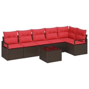 vidaXL Sofa Set 7 pcs Brown Poly Rattan