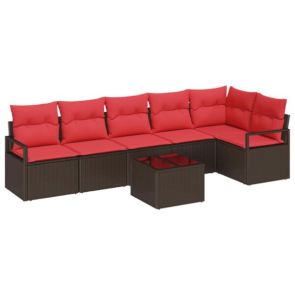 vidaXL Sofa Set 7 pcs Brown Poly Rattan