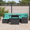 vidaXL Garden Sofa Set with Cushion 7 pcs Black Poly rattan