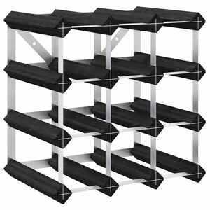 vidaXL Wine Rack for 12 Bottles Black Solid Pine Wood