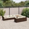 vidaXL 10 Piece Garden Sofa Set with Cushions Brown Poly Rattan