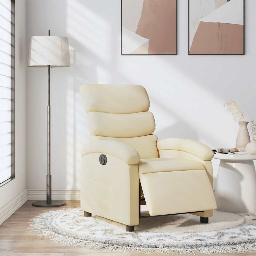 vidaXL Electric Recliner Chair Cream Fabric