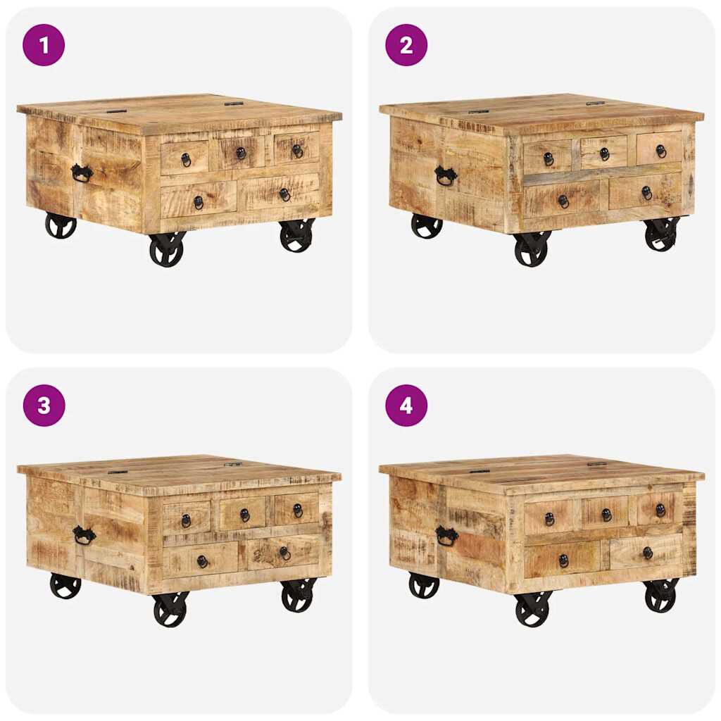 vidaXL Coffee Table Rough Mango Wood 70x70x40 cm