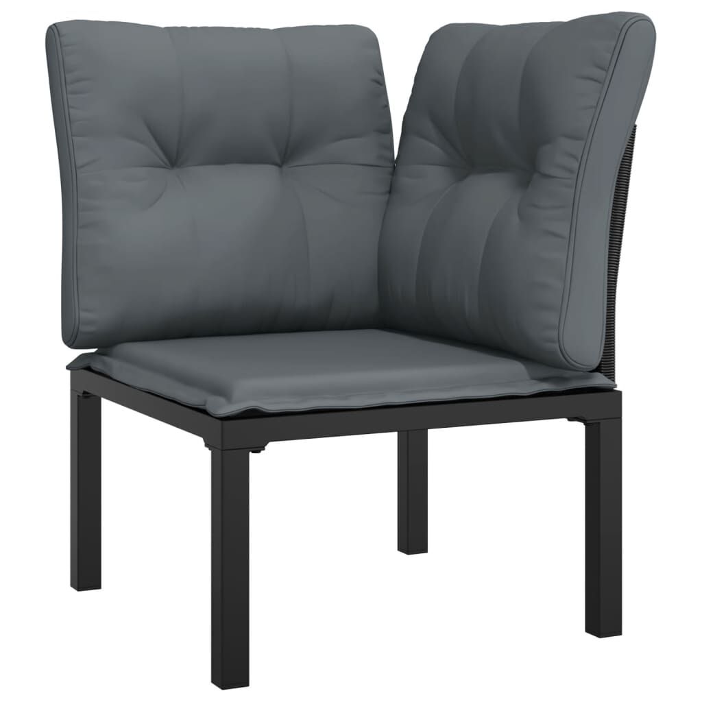 vidaXL 6 Piece Garden Lounge Set Black and Grey Poly Rattan