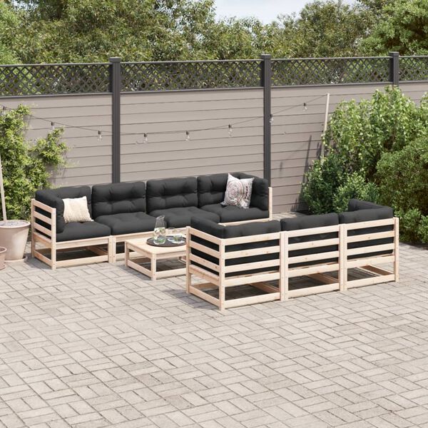 vidaXL 8 Piece Garden Sofa Set with Cushions Solid Wood Pine