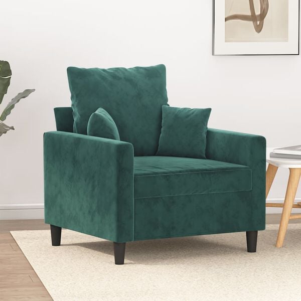vidaXL Sofa Chair Dark Green 60 cm Velvet