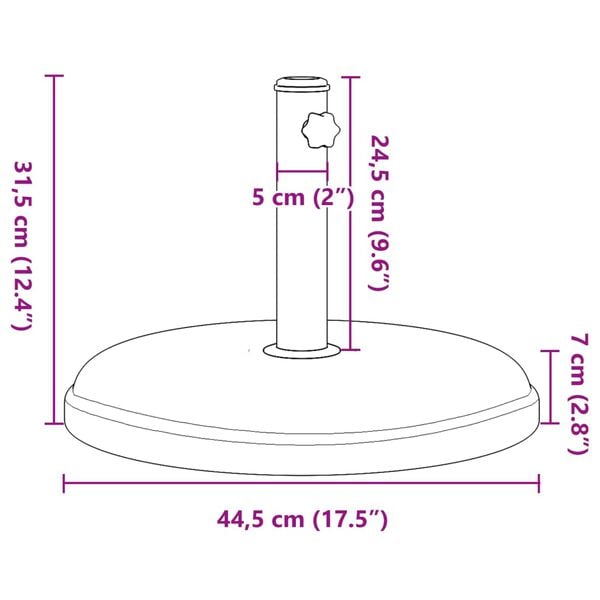 vidaXL Parasol Base for Ø32/35/38 mm Poles 15 kg Round
