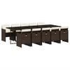 vidaXL 11 Piece Garden Dining Set with Cushions Brown Poly Rattan