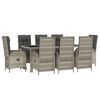 vidaXL 9 Piece Garden Dining Set with Cushions Grey Poly Rattan