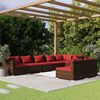 vidaXL 8 Piece Garden Lounge Set with Cushions Brown Poly Rattan