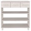vidaXL Console Table HAMAR White 90x35x90 cm Solid Wood Pine