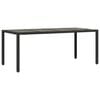 vidaXL Garden Table with Glass Top Black 190x90x75 cm Poly Rattan