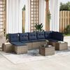 vidaXL Garden Sofa Set with Cushion 8 pcs Grey Poly Rattan