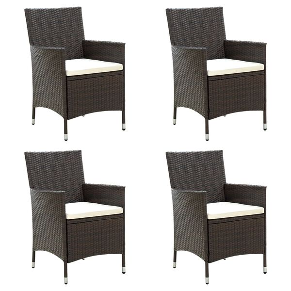 vidaXL Garden Chairs with Cushions 4 pcs Poly Rattan Brown