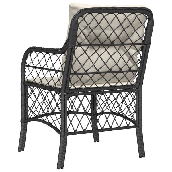 vidaXL Garden Chairs with Cushions 2 pcs Black Poly Rattan