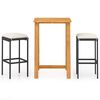 vidaXL 3 Piece Garden Bar Set with Cushions Black