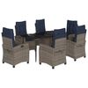 vidaXL 7 Piece Garden Dining Set with Cushions Grey Poly Rattan