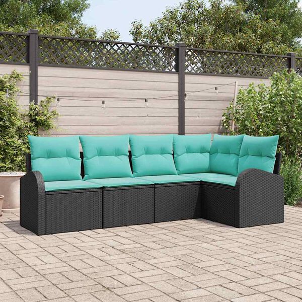 vidaXL Garden Sofa Set Black Poly Rattan