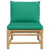 vidaXL Garden Middle Sofa with Green Cushions Bamboo