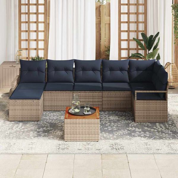 vidaXL Garden Sofa Set with Cushion 8 pcs Grey Poly rattan
