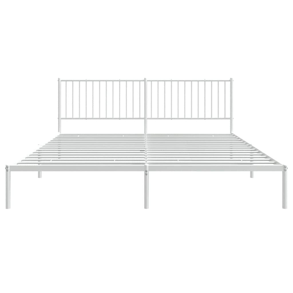 vidaXL Metal Bed Frame without Mattress with Headboard White 193x203cm